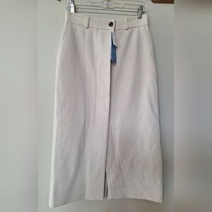 NWT Samsoe Samsoe Erika Skirt Midi Cream Button Down Closure Womens Size M